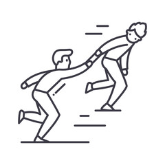 Business transferring icon, linear isolated illustration, thin line vector, web design sign, outline concept symbol with editable stroke on white background.