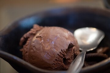 Balls of chocolate ice cream