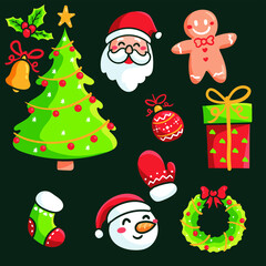 Set of Christmas elements. Hand-drawn Christmas elements collection.