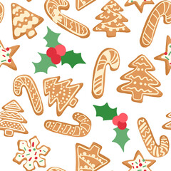 Christmas and New Year decorative vector seamless pattern.