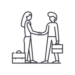 Business relationships icon, linear isolated illustration, thin line vector, web design sign, outline concept symbol with editable stroke on white background.