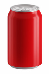 Red full metal aluminum 330ml beverage can isolated on white background. 3D rendering.