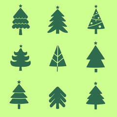 Set of Christmas trees. Set the Christmas tree design elements vector.