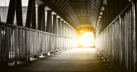 Obraz premium Architecture of overpass for people to cross the road,Tunnel of overpass. For web banner
