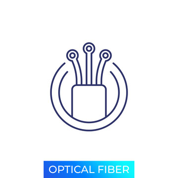 optical fiber icon, line vector