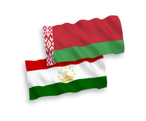 Flags of Tajikistan and Belarus on a white background