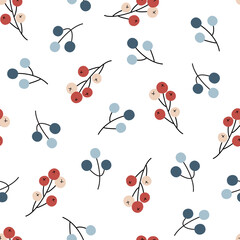 Cute Winter Berries Seamless Pattern