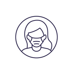woman in face mask line icon