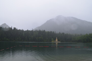 Fog over the siberian lake