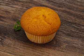 Sweet tasty muffin served mint