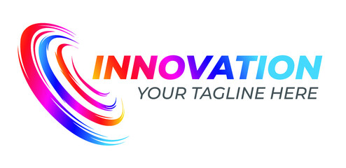 Fototapeta na wymiar Digital Innovation business logo with Color Circle Strokes.