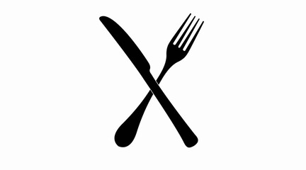 Vector Isolated Food or Restaurant Icon or Sign, with a fork and a knife