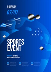 Poster design with loop element for sports event, competition or championship. Sports background.