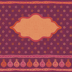 Indian Arabian oriental ornamental banner with empty label for text. Ethnic card or invitation 
