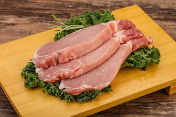 Raw pork steak for cooking