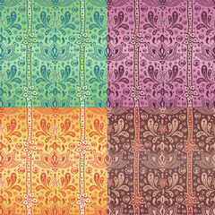 Ethnic Indian oriental ornamental seamless pattern set 