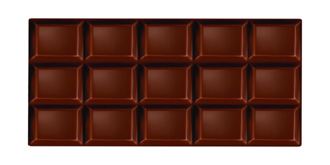 Dark chocolate bar isolated on white background. Vector illustration.