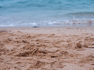 Evening beach sand and blurred background