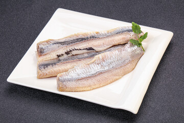 Herring fillet in the bowl