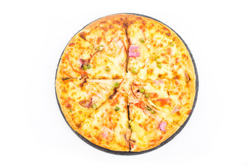 Seafood pizza  on white background