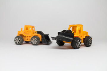 Construction vehicle 2 cars White background