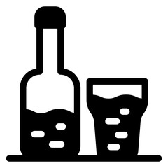 
Drink bottle with glass in a solid editable icon
