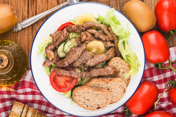 Fitness meal: beef and vegetable salad