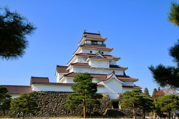 秋の鶴ヶ城（福島県・会津若松市）