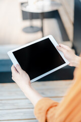 person using tablet computer