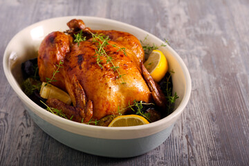 Thyme and lemon roast chicken