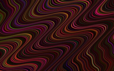 Dark Multicolor vector background with bent ribbons.