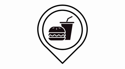 Vector isolated Food Restaurant Icon, with burger and beverage