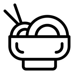 
Cooked noodles in bowl with chopsticks, chinese food in glyph style 
