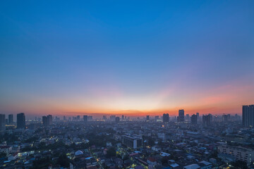 morning time view of sunrise over Bangkok city, thailand