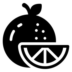
Orange with slice icon design, organic food in editable glyph style 
