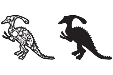 Dinosaur mandala for coloring book. Dinosaur Mandala for Silhouette Cameo and Cricut.
