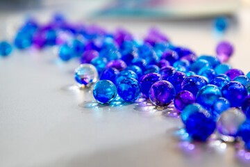 beads blue balls on the table