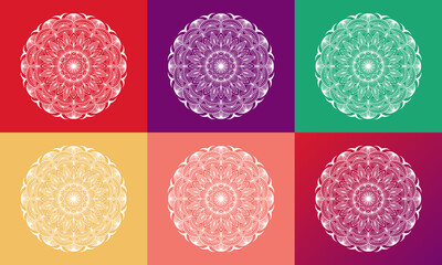 Luxury mandala set with floral background pattern. Abstract geometric mandala round ornament. Mandala template for invitation, wedding, cover, brochure, flyer, banner, poster.