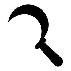 
Agricultural hand tool for cutting crop, scythe icon in trendy style 
