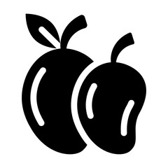 
A fresh fruit icon in solid design, mangoes vector 
