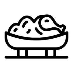 
A dish with rice with leg piece denoting concept of biryani icon
