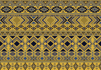 Ikat pattern tribal ethnic motifs geometric seamless vector background. Trendy ikat tribal motifs clothing fabric textile print traditional design with triangle and rhombus shapes.