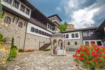 Fototapeta na wymiar View to Bigorski Monastery St John the Baptist, Rostusha, North Macedonia