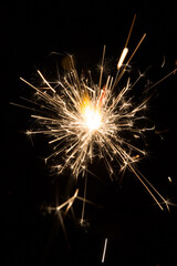 Bengal fire sparkles isolated on black background