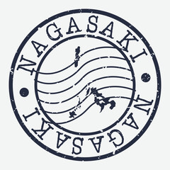 Nagasaki, Japan Stamp Postal. A Map Silhouette Seal. Passport Round Design. Vector Icon Design Retro Travel.
