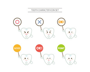 Obraz premium Vector illustration set of tooth characters. Orthodontics