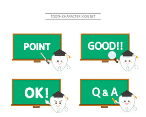 Vector illustration set of tooth characters. Orthodontics