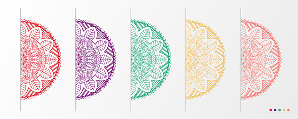 Luxury mandala set with floral background pattern. Abstract geometric mandala round ornament. Mandala template for invitation, wedding, cover, brochure, flyer, banner, poster.