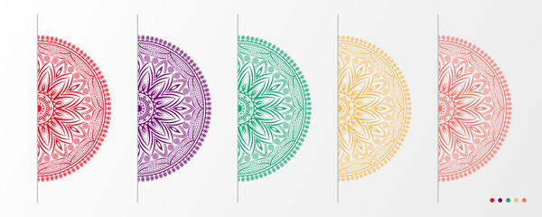 Luxury mandala set with floral background pattern. Abstract geometric mandala round ornament. Mandala template for invitation, wedding, cover, brochure, flyer, banner, poster.