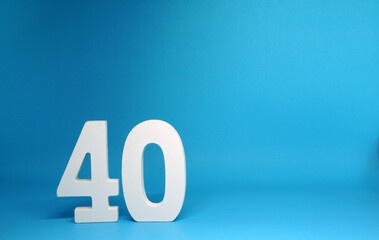 No 40 ( Fourty ) Isolated red  Background with Copy Space - Number 40 Percentage or Promotion - Discount or anniversary concept